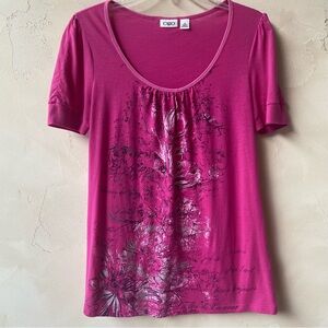 CATO | Tops | CATO Pink Graphic Scoop-neck Tee Shirt Size M Ladies